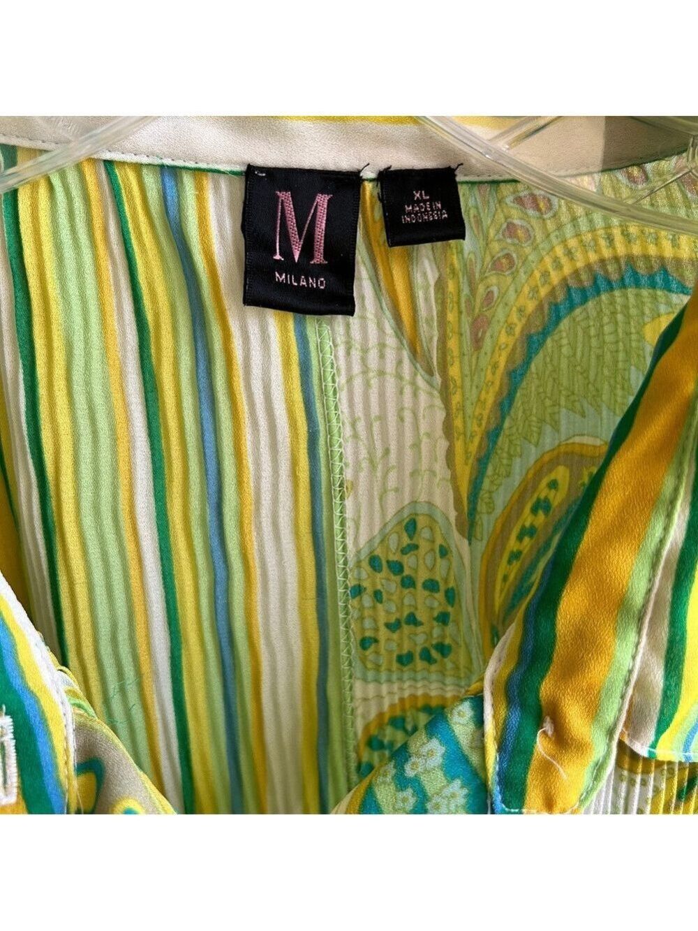 M Milano Lightweight Paisley & Striped Patchwork Design 3/4 Sleeve Blouse XL - Picture 2 of 7